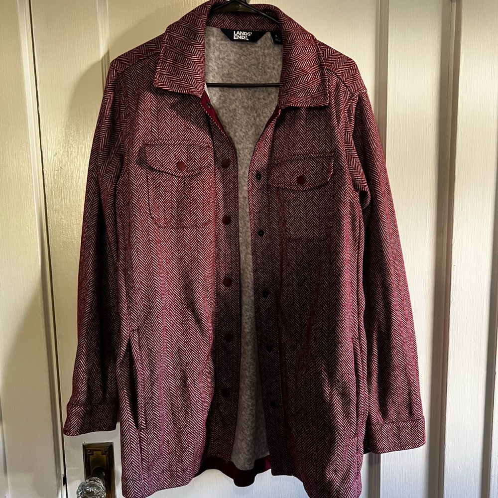 Lands' End Burgundy Herringbone Jacket